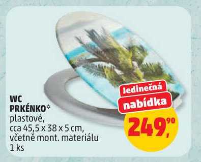 WC PRKÉNKO plastové, cca 45,5 x 38 x 5 cm, včetně mont. materiálu 1 ks