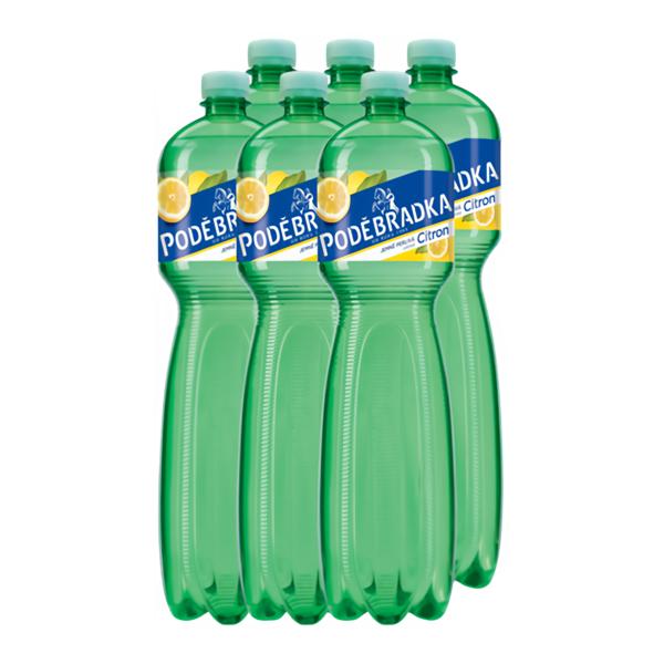 Poděbradka Jemně perlivá s příchutí citron 6 x 1,5 L