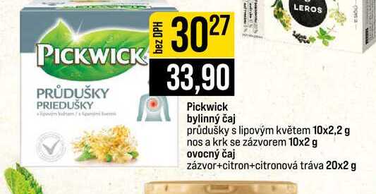 Pickwick bylinný čaj průdušky s lipovým květem 10x2,2 g nos a krk se zázvorem 10x2 g ovocný čaj zázvor+citron+citronová tráva 20x2 g