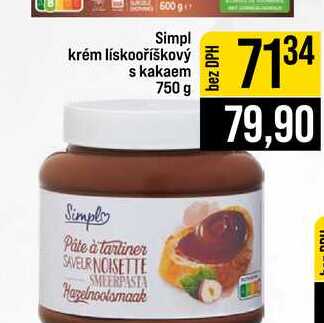 Simpl krém lískooříškový s kakaem 750 g