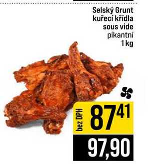 Selský Grunt kuřecí křídla sous vide pikantni 1kg