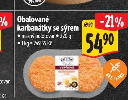 Obalované karbanátky se sýrem 220 g
