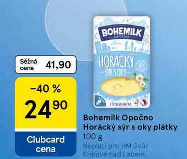 Bohemilk Opočno Horácký sýr s oky plátky, 100 g
