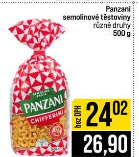 Panzani semolinové těstoviny různé druhy 500 g