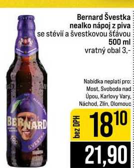 Bernard Švestka nealko nápoj z piva se stévií a švestkovou šťávou 500 ml