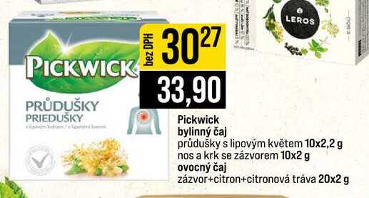 Pickwick bylinný čaj průdušky s lipovým květem 10x2,2 g nos a krk se zázvorem 10x2 g ovocný čaj zázvor+citron+citronová tráva 20x2 g