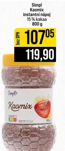 Simpl Kaomix instantní nápoj 15% kakaa 800 g