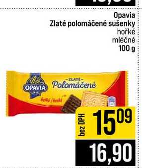 Opavia Zlaté polomáčené sušenky hořké mléčné 100 g