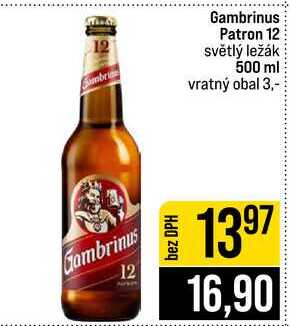 Gambrinus Patron 12 světlý ležák 500 ml