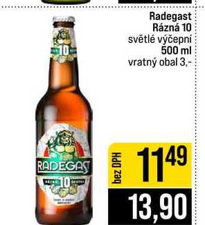 Radegast Rázná 10 světlé výčepní 500 ml 
