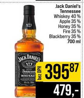 Jack Daniel's Tennessee Whiskey 40% Apple 35% Honey 35% Fire 35% Blackberry 35% 700 ml