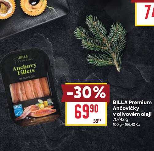 BILLA Premium Ančovičky v olivovém oleji 70/42 g 