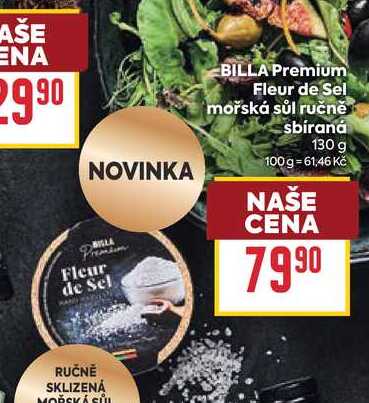 BILLA Premium Fleur de Sel mořská sůl ručně sbíraná 130 g