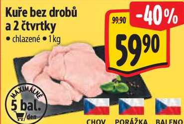 Kuře bez drobů a 2 čtvrtky, 1 kg