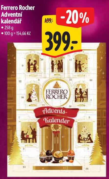 Ferrero Rocher Adventní kalendář, 258 g