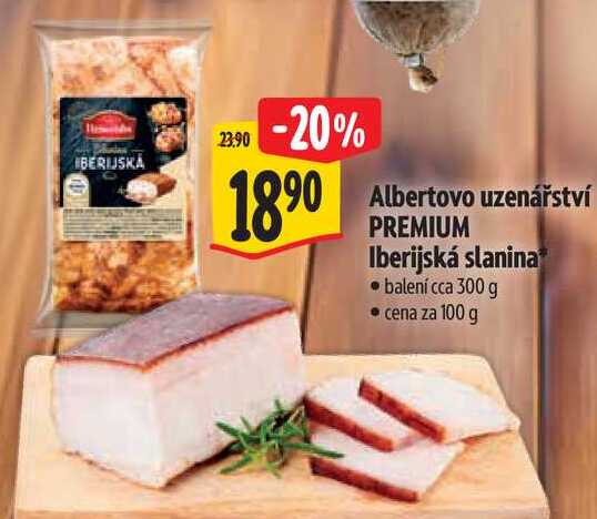 Albertovo uzenářství PREMIUM Iberijská slanina, cena za 100 g 