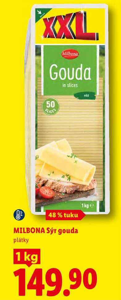 MILBONA Sýr gouda, plátky 1 kg 
