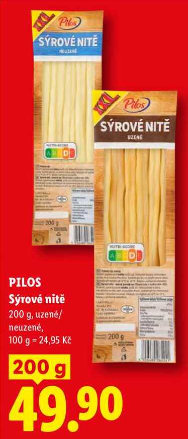 PILOS Sýrové nitě, 200 g, uzené/ neuzené