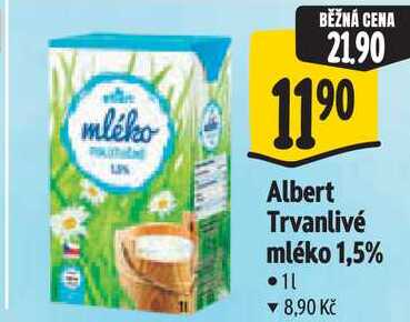 Albert Trvanlivé mléko 1,5%, 1 l