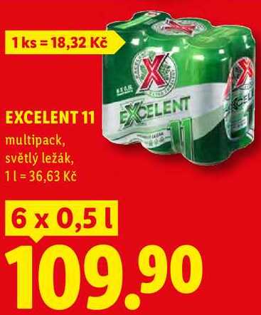 EXCELENT 11, multipack, světlý ležák, 6 x 0,5l 