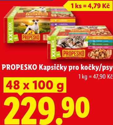 PROPESKO Kapsičky pro kočky/psy, 48 x 100 g