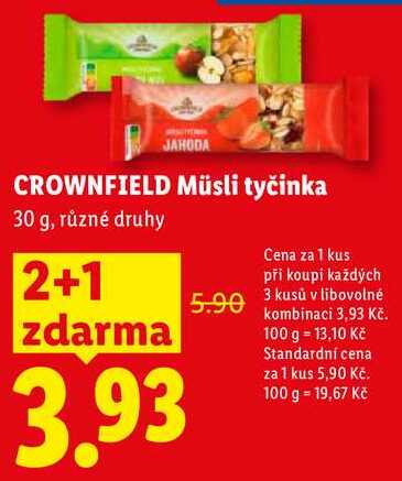 CROWNFIELD Müsli tyčinka, 30 g