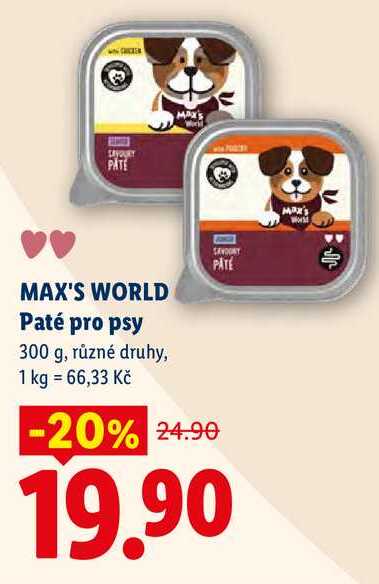 MAX'S WORLD Paté pro psy, 300 g, různé druhy