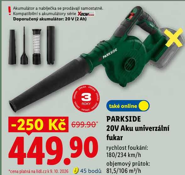 PARKSIDE 20V Aku univerzální fukar
