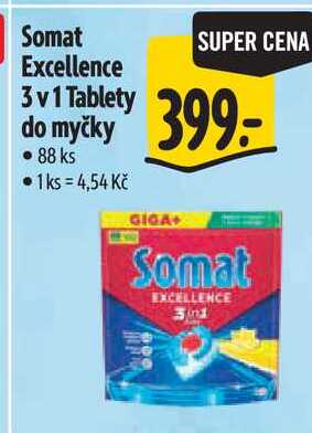 Somat Excellence 3v1 Tablety do myčky, 88 ks