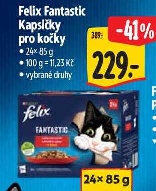 Felix Fantastic Kapsičky pro kočky, 24x 85 g
