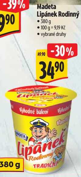 Madeta Lipánek Rodinný, 380 g