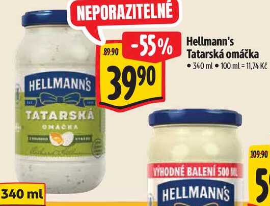 Hellmann's Tatarská omáčka, 340 ml