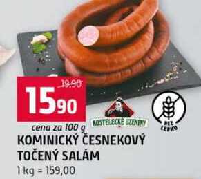 KOSTELECKE ČESNEKOVÝ TOČENÝ SALÁM 100g