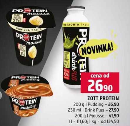 ZOTT PROTEIN 200 g Pudding 250 ml Drink Plus