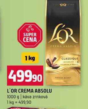 L'OR CREMA ABSOLU 1000 g káva zrnková