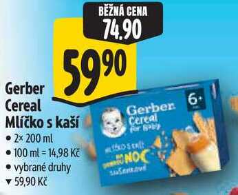 Gerber Cereal Mlíčko s kaší, 2x 200 ml