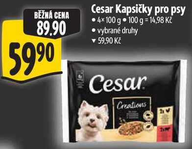Cesar Kapsičky pro psy, 4x 100 g