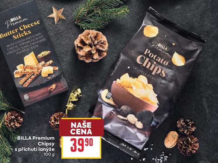 BILLA Premium Chipsy s příchutí lanýže 100 g