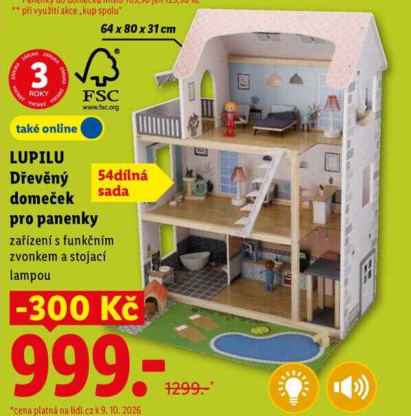 LUPILU Dřevěný domeček pro panenky 