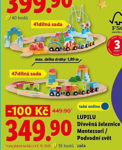 LUPILU Dřevěná železnice Montessori / Podvodní svět 