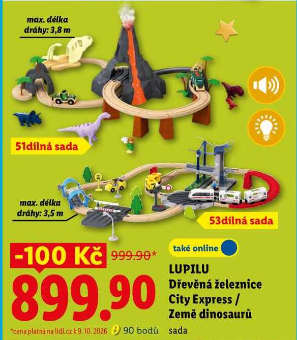 LUPILU Dřevěná železnice City Express / Země dinosaurů 