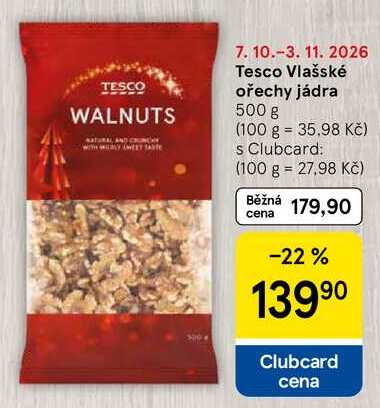 Tesco Vlašské ořechy jádra, 500 g