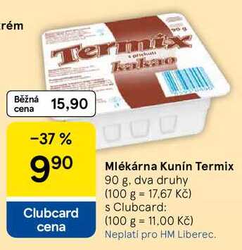 Mlékárna Kunín Termix, 90 g, dva druhy  