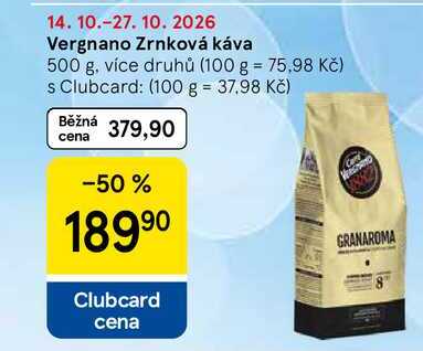 Vergnano Zrnková káva, 500 g, více druhů
