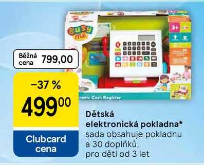 Dětská elektronická pokladna, sada obsahuje pokladnu a 30 doplňků. pro děti od 3 let