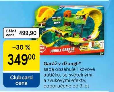 Garáž v džungli, sada obsahuje 1 kovové autíčko, se světelnými a zvukovými efekty