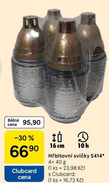 Hřbitovní svíčky S414, 4× 40 g