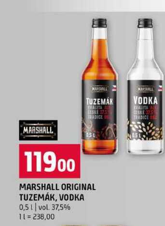 MARSHALL ORIGINAL TUZEMÁK, VODKA 0,5l vol. 37,5%