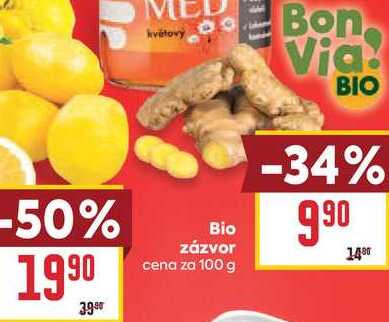 Bio zázvor cena za 100 g