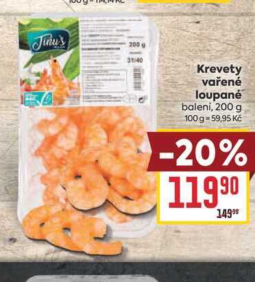 Krevety vařené loupané balení, 200 g